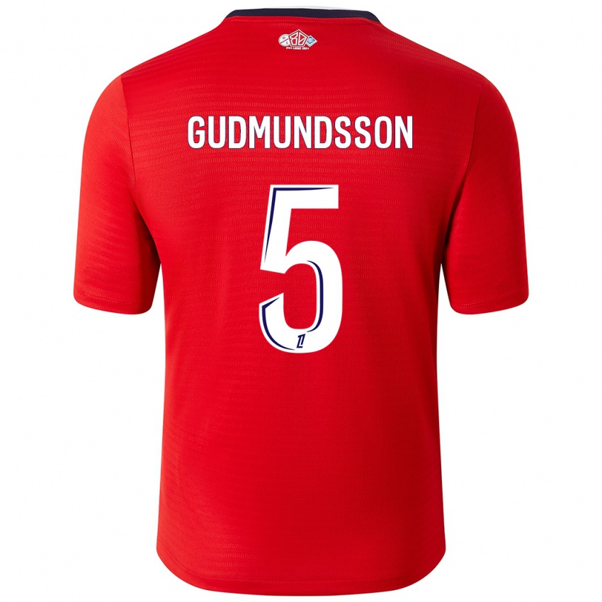 Niño Camiseta Gabriel Gudmundsson #5 Rojo Blanco 1ª Equipación 2024/25 La Camisa Argentina