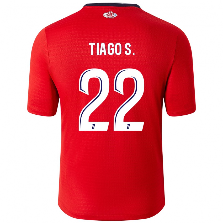 Niño Camiseta Tiago Santos #22 Rojo Blanco 1ª Equipación 2024/25 La Camisa Argentina