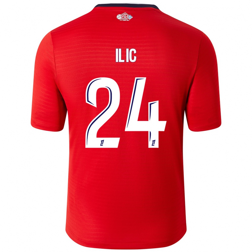 Niño Camiseta Andrej Ilic #24 Rojo Blanco 1ª Equipación 2024/25 La Camisa Argentina