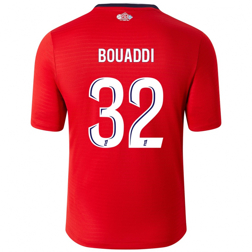 Niño Camiseta Ayyoub Bouaddi #32 Rojo Blanco 1ª Equipación 2024/25 La Camisa Argentina