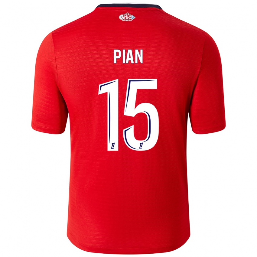 Niño Camiseta Julie Pian #15 Rojo Blanco 1ª Equipación 2024/25 La Camisa Argentina