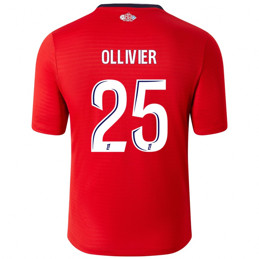 Niño Camiseta Agathe Ollivier #25 Rojo Blanco 1ª Equipación 2024/25 La Camisa Argentina