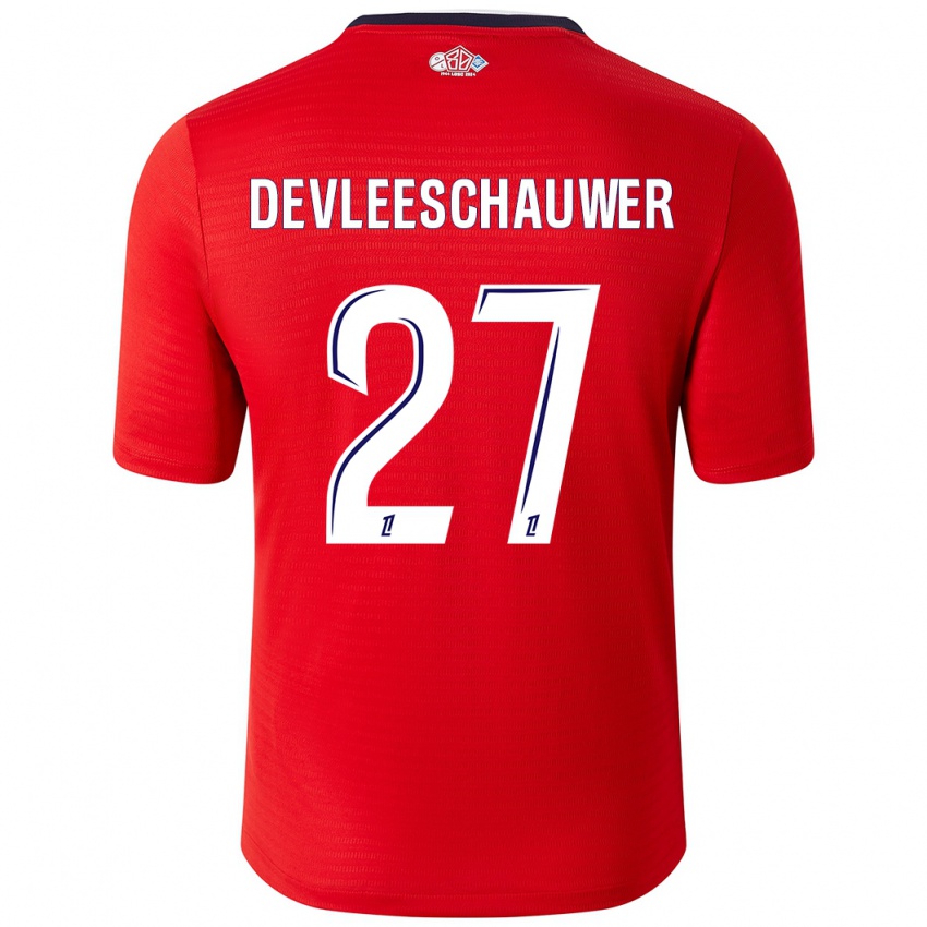 Niño Camiseta Gwenaëlle Devleeschauwer #27 Rojo Blanco 1ª Equipación 2024/25 La Camisa Argentina