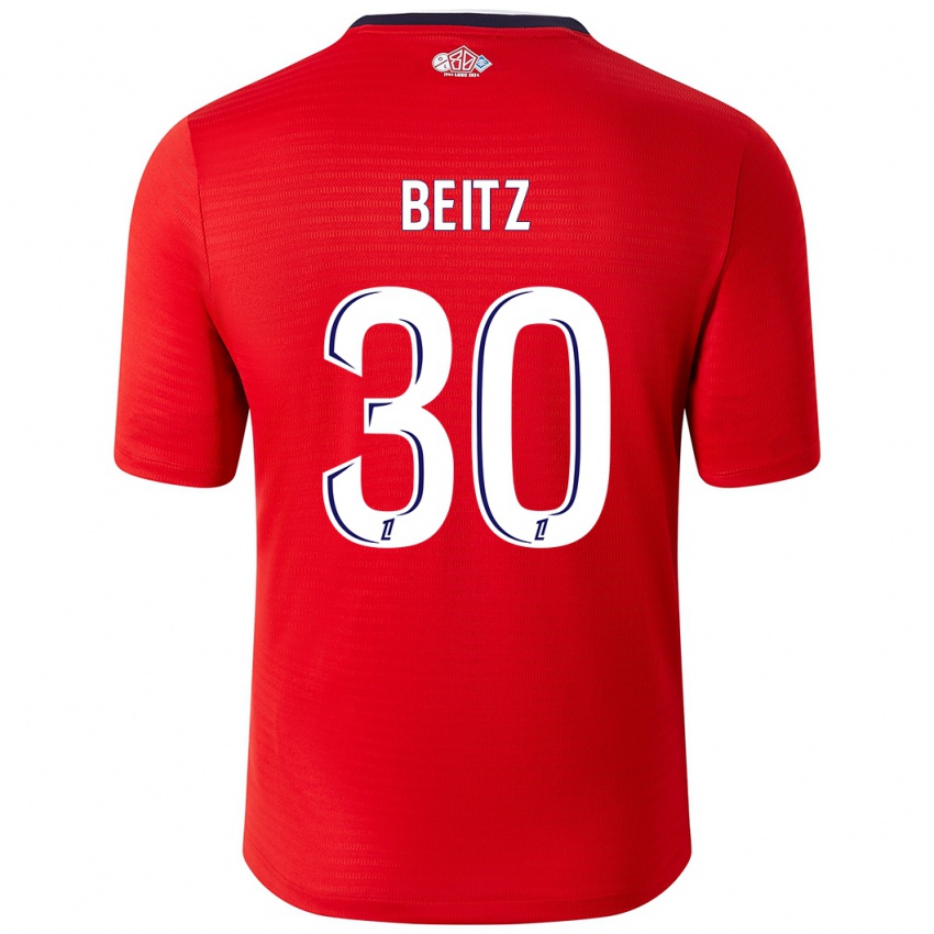 Niño Camiseta Taylor Beitz #30 Rojo Blanco 1ª Equipación 2024/25 La Camisa Argentina