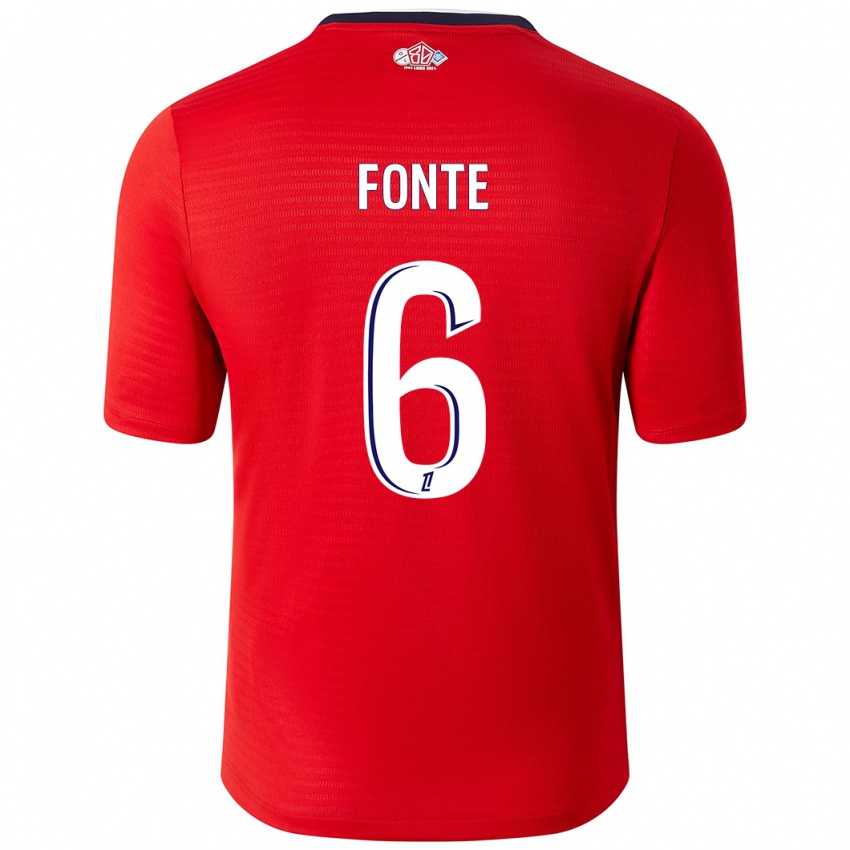 Niño Camiseta Jose Fonte #6 Rojo Blanco 1ª Equipación 2024/25 La Camisa Argentina