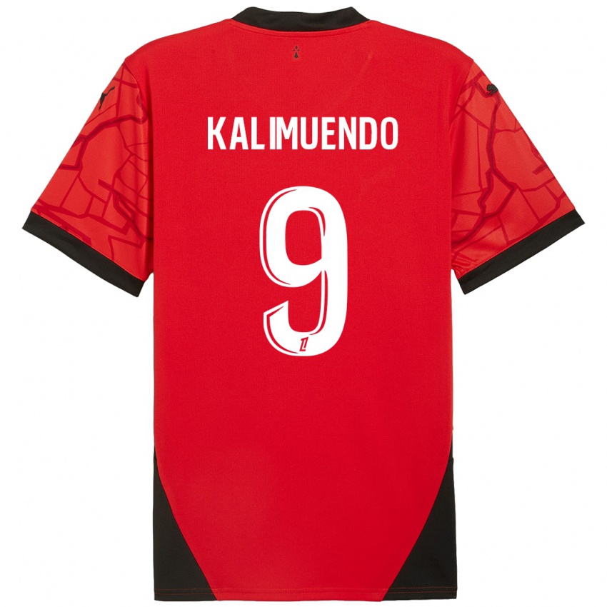 Niño Camiseta Arnaud Kalimuendo #9 Rojo Negro 1ª Equipación 2024/25 La Camisa Argentina