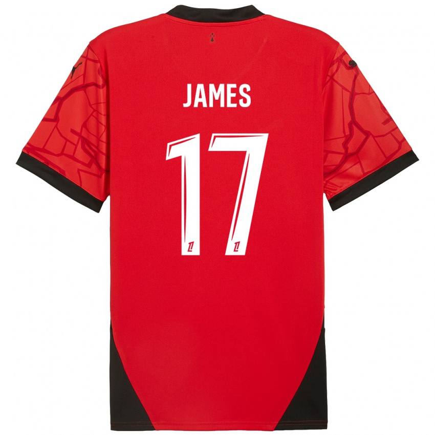 Niño Camiseta Jordan James #17 Rojo Negro 1ª Equipación 2024/25 La Camisa Argentina