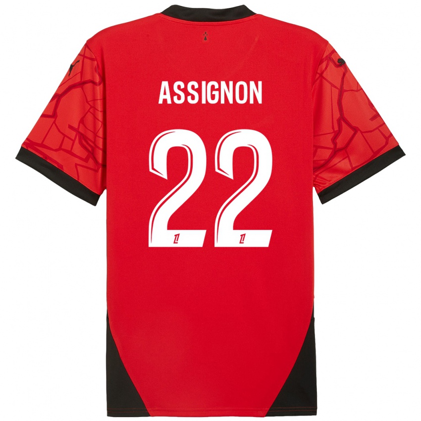 Niño Camiseta Lorenz Assignon #22 Rojo Negro 1ª Equipación 2024/25 La Camisa Argentina