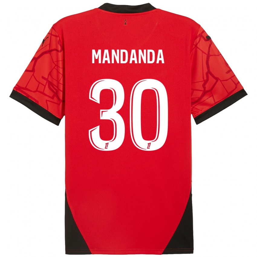 Niño Camiseta Steve Mandanda #30 Rojo Negro 1ª Equipación 2024/25 La Camisa Argentina