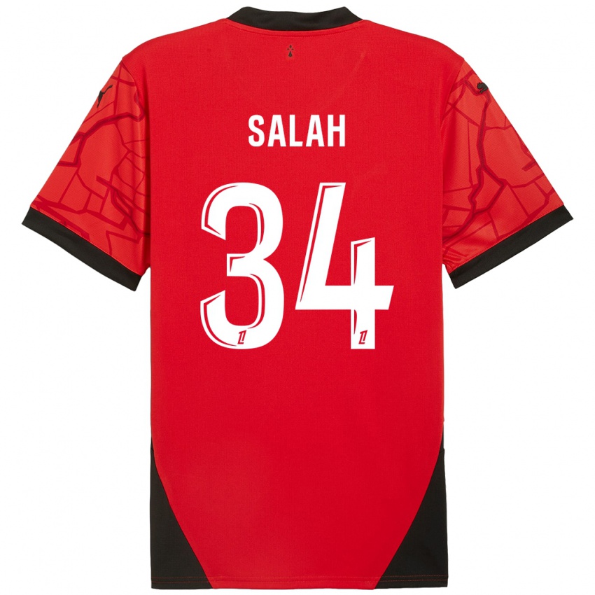 Niño Camiseta Ibrahim Salah #34 Rojo Negro 1ª Equipación 2024/25 La Camisa Argentina