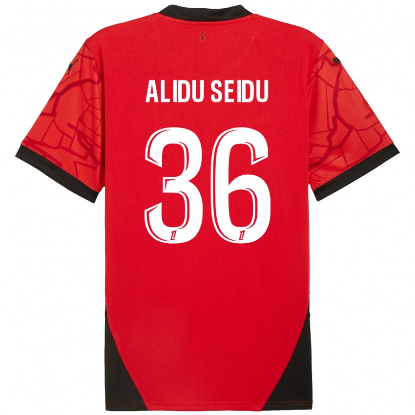 Niño Camiseta Alidu Seidu #36 Rojo Negro 1ª Equipación 2024/25 La Camisa Argentina