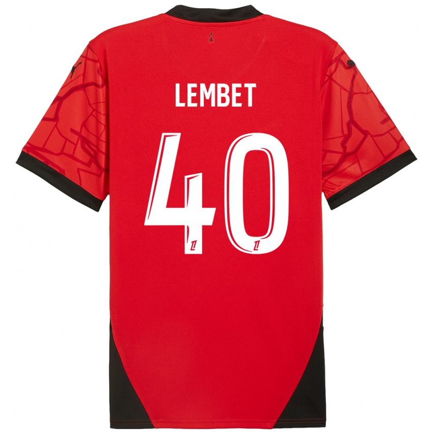 Niño Camiseta Geoffrey Lembet #40 Rojo Negro 1ª Equipación 2024/25 La Camisa Argentina