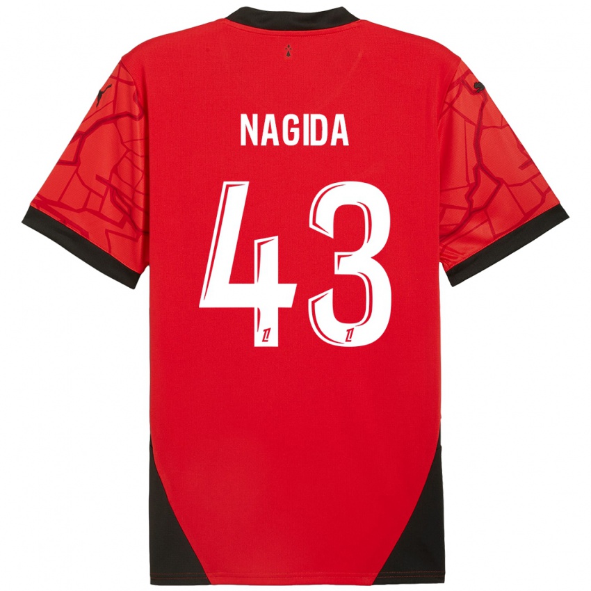 Niño Camiseta Mahamadou Nagida #43 Rojo Negro 1ª Equipación 2024/25 La Camisa Argentina