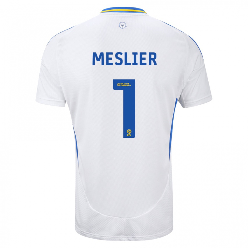 Niño Camiseta Illan Meslier #1 Blanco Azul 1ª Equipación 2024/25 La Camisa Argentina