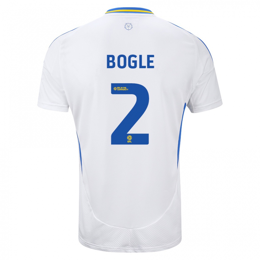 Niño Camiseta Jayden Bogle #2 Blanco Azul 1ª Equipación 2024/25 La Camisa Argentina