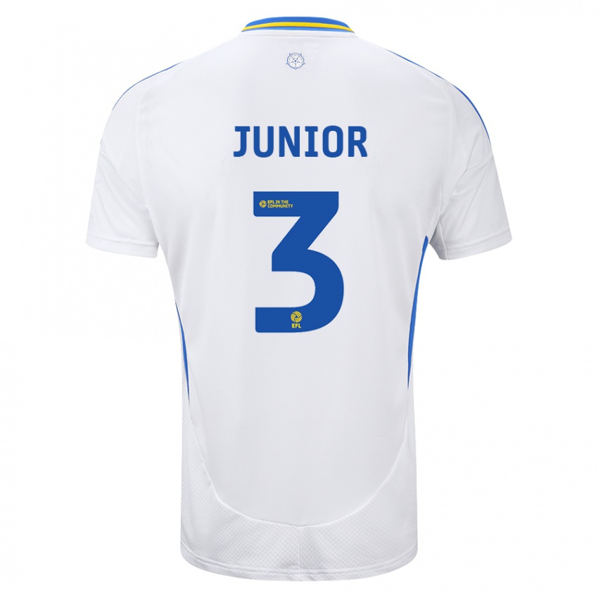 Niño Camiseta Junior Firpo #3 Blanco Azul 1ª Equipación 2024/25 La Camisa Argentina