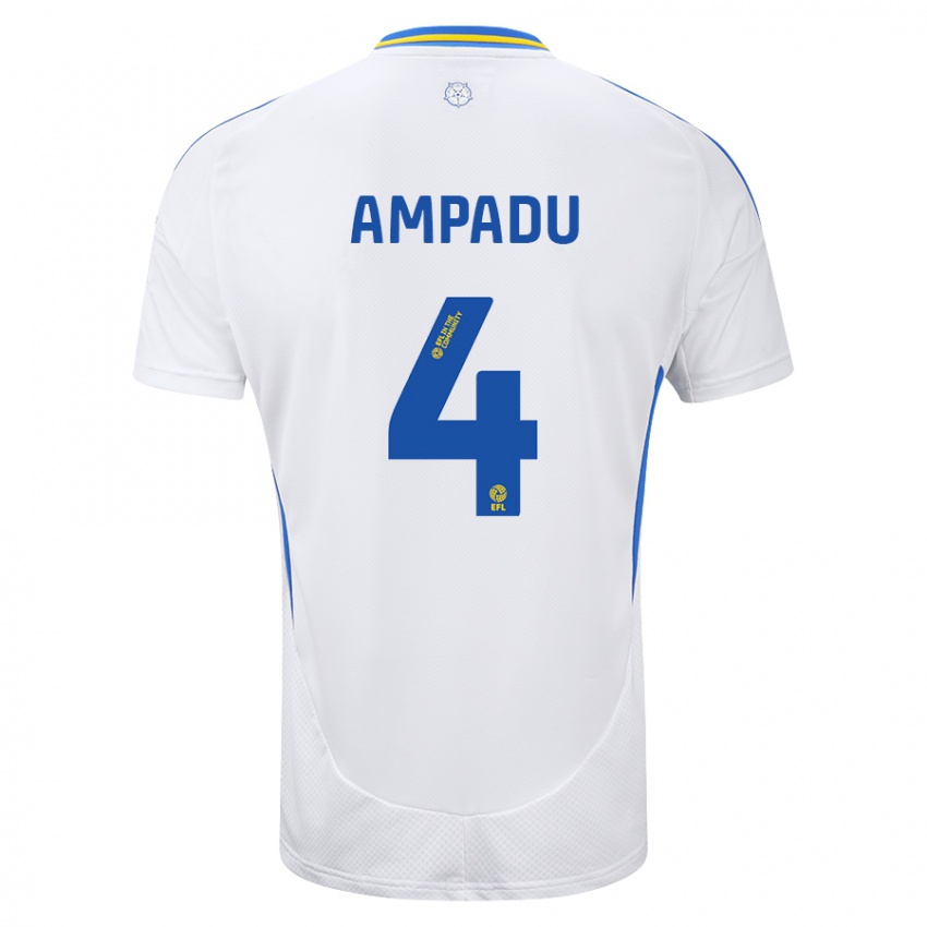 Niño Camiseta Ethan Ampadu #4 Blanco Azul 1ª Equipación 2024/25 La Camisa Argentina