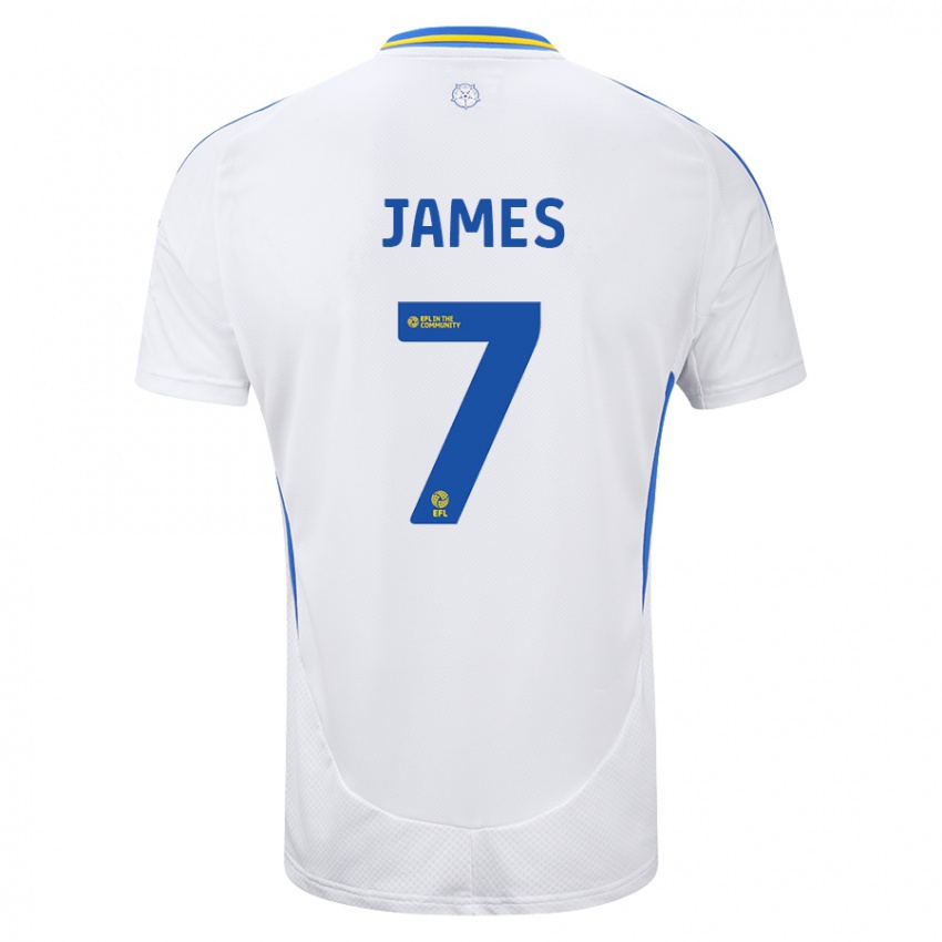 Niño Camiseta Daniel James #7 Blanco Azul 1ª Equipación 2024/25 La Camisa Argentina