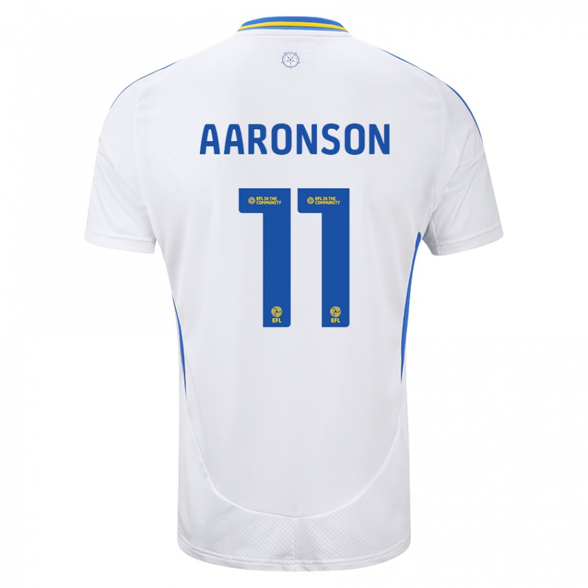 Niño Camiseta Brenden Aaronson #11 Blanco Azul 1ª Equipación 2024/25 La Camisa Argentina