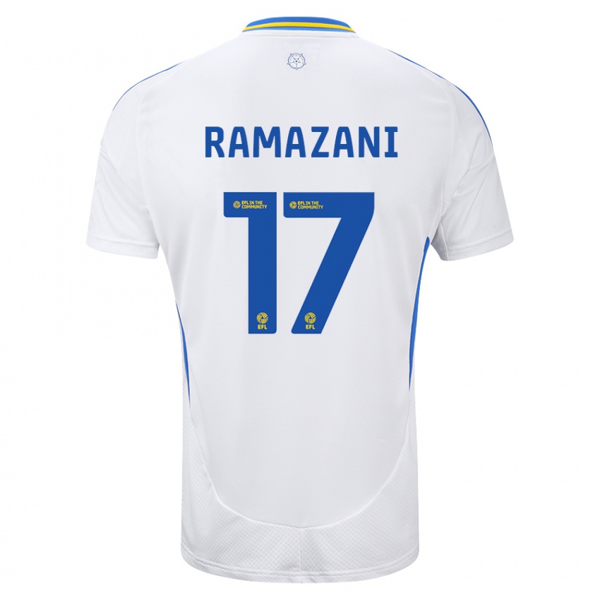 Niño Camiseta Largie Ramazani #17 Blanco Azul 1ª Equipación 2024/25 La Camisa Argentina