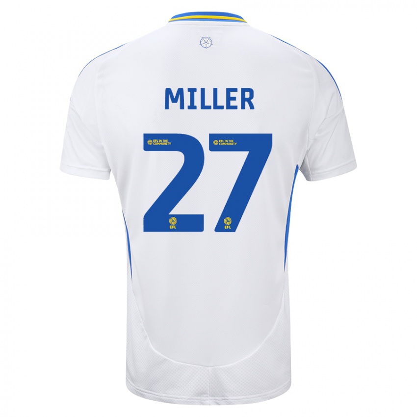 Niño Camiseta Amari Miller #27 Blanco Azul 1ª Equipación 2024/25 La Camisa Argentina