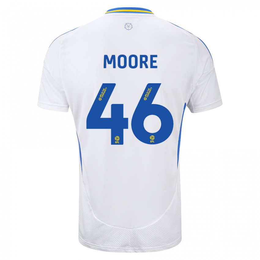 Niño Camiseta Kris Moore #46 Blanco Azul 1ª Equipación 2024/25 La Camisa Argentina