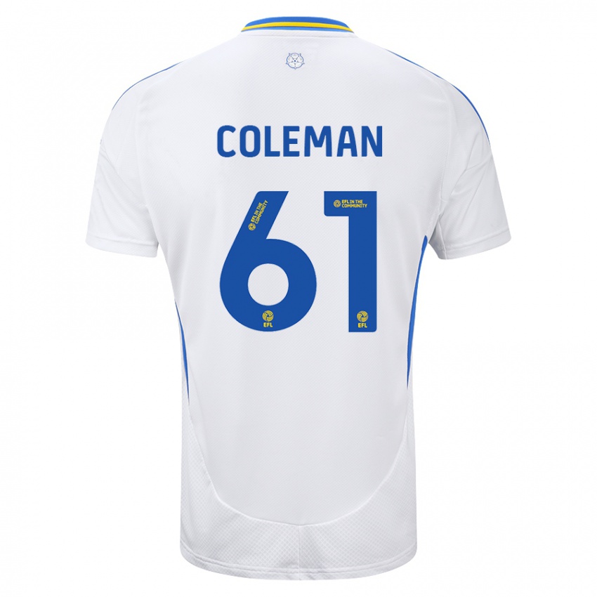 Niño Camiseta Cian Coleman #61 Blanco Azul 1ª Equipación 2024/25 La Camisa Argentina