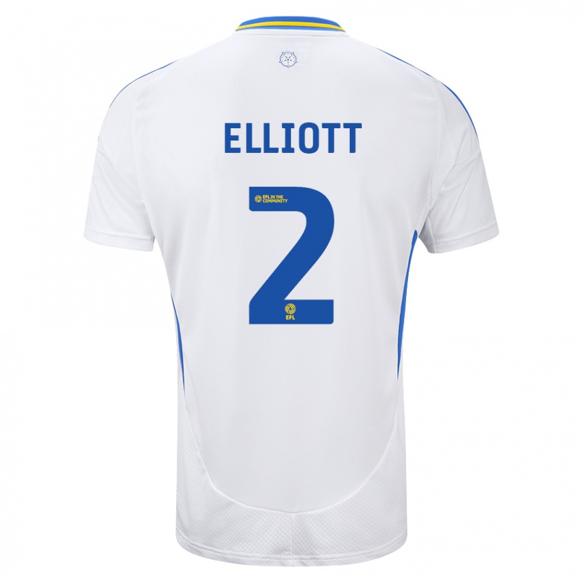 Niño Camiseta Izzy Elliott #2 Blanco Azul 1ª Equipación 2024/25 La Camisa Argentina