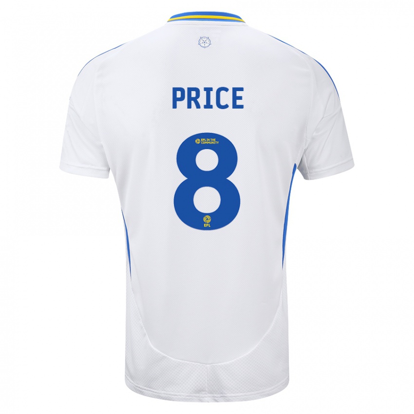 Niño Camiseta Leoni Price #8 Blanco Azul 1ª Equipación 2024/25 La Camisa Argentina