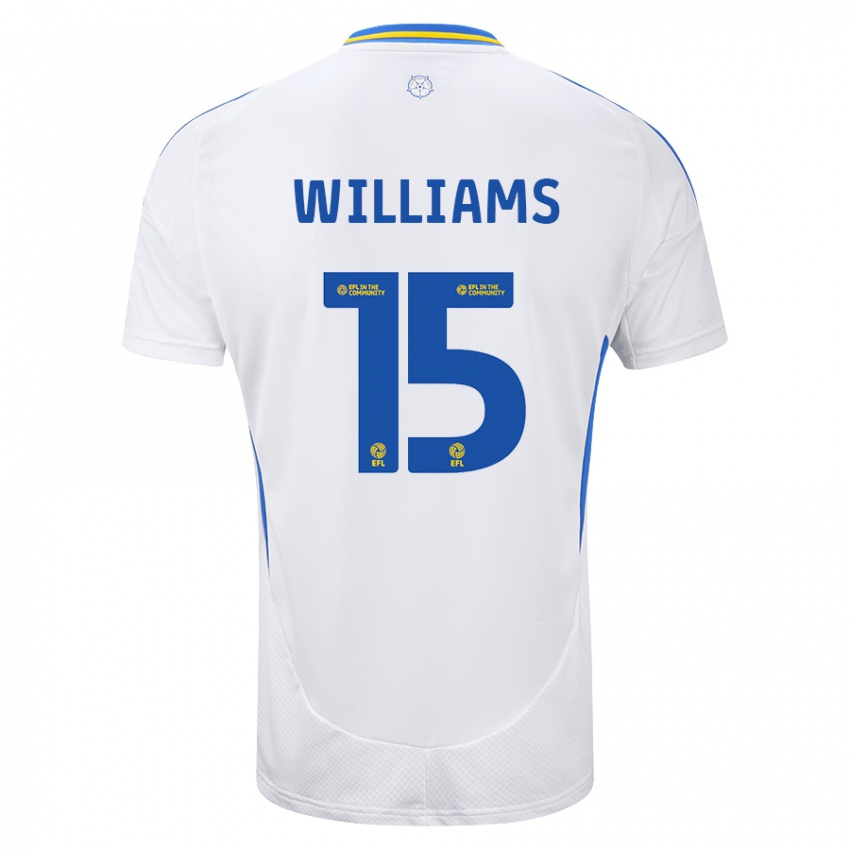 Niño Camiseta Paige Williams #15 Blanco Azul 1ª Equipación 2024/25 La Camisa Argentina