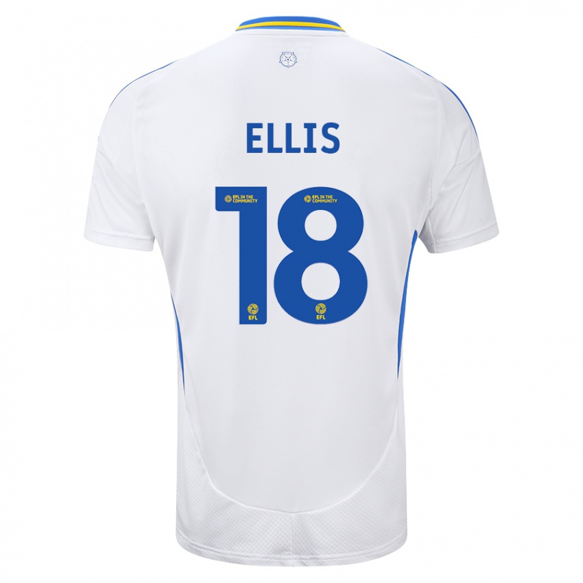 Niño Camiseta Macy Ellis #18 Blanco Azul 1ª Equipación 2024/25 La Camisa Argentina