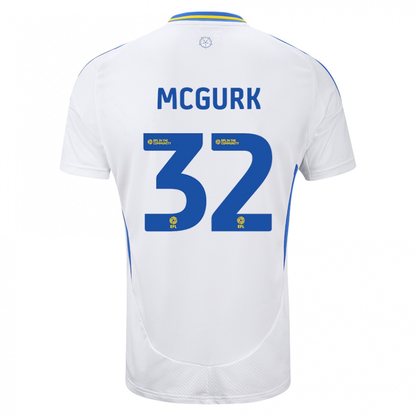 Niño Camiseta Sean Mcgurk #32 Blanco Azul 1ª Equipación 2024/25 La Camisa Argentina