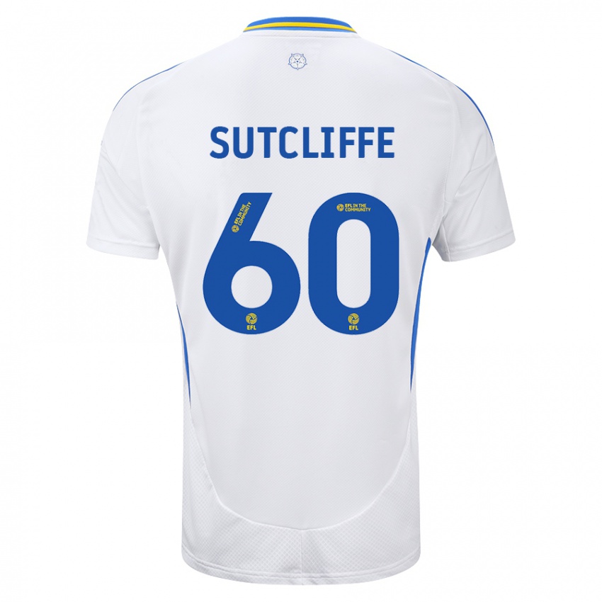 Niño Camiseta Harvey Sutcliffe #60 Blanco Azul 1ª Equipación 2024/25 La Camisa Argentina