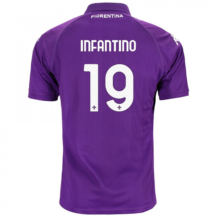 Niño Camiseta Gino Infantino #19 Morado 1ª Equipación 2024/25 La Camisa Argentina