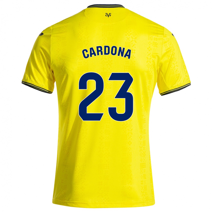 Niño Camiseta Sergi Cardona #23 Amarillo Negro 1ª Equipación 2024/25 La Camisa Argentina