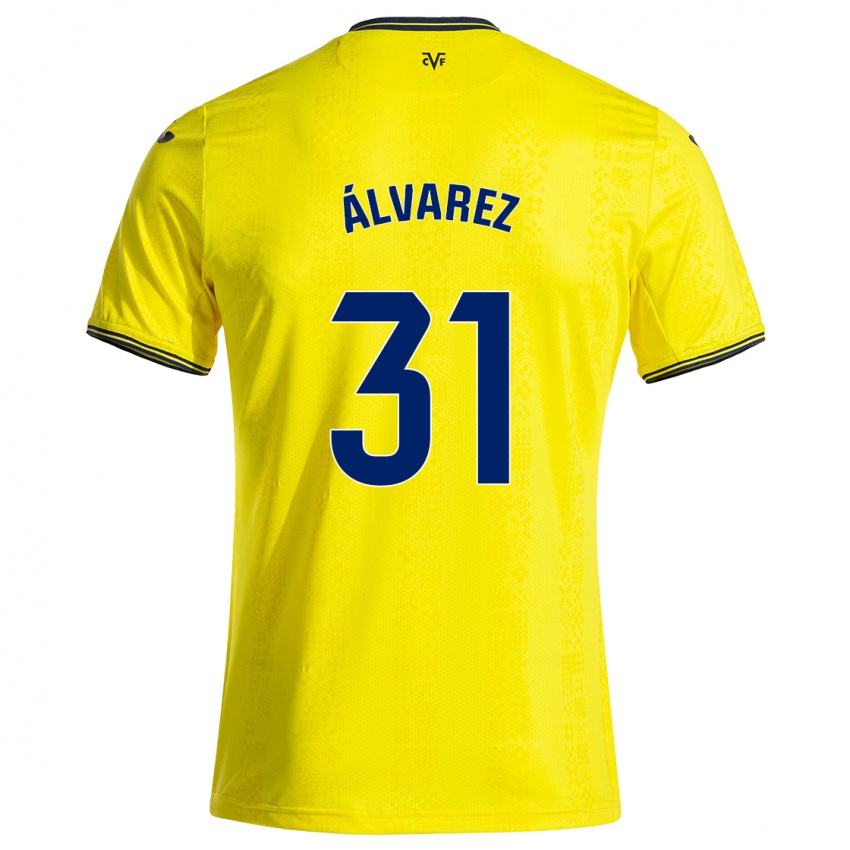 Niño Camiseta Iker Álvarez #31 Amarillo Negro 1ª Equipación 2024/25 La Camisa Argentina