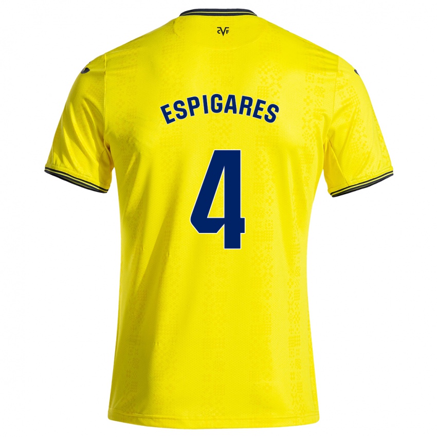 Niño Camiseta Antonio Espigares #4 Amarillo Negro 1ª Equipación 2024/25 La Camisa Argentina