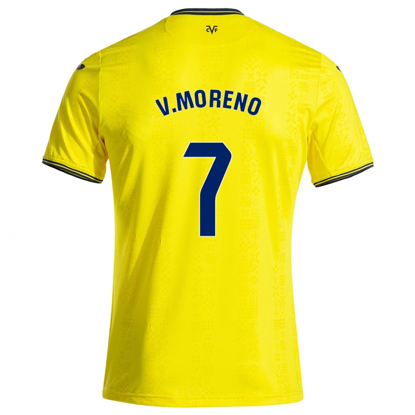 Niño Camiseta Víctor Moreno #7 Amarillo Negro 1ª Equipación 2024/25 La Camisa Argentina