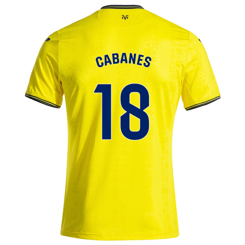 Niño Camiseta Pau Cabanes #18 Amarillo Negro 1ª Equipación 2024/25 La Camisa Argentina