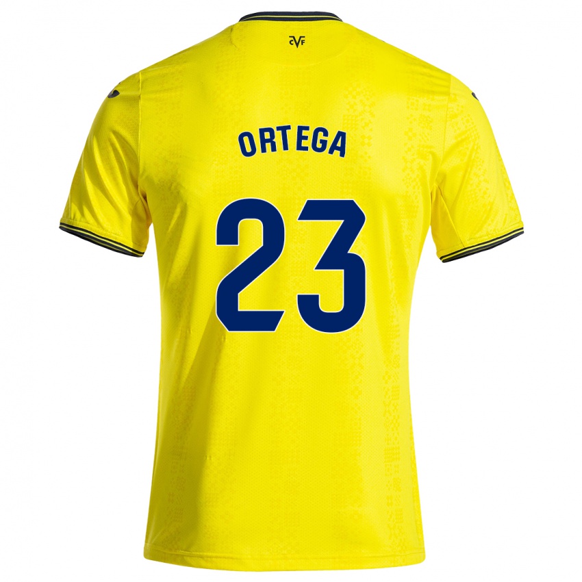 Niño Camiseta Jordi Ortega #23 Amarillo Negro 1ª Equipación 2024/25 La Camisa Argentina