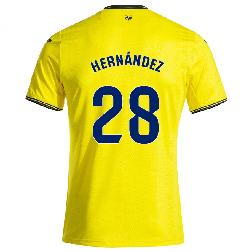 Niño Camiseta Gerard Hernández #28 Amarillo Negro 1ª Equipación 2024/25 La Camisa Argentina