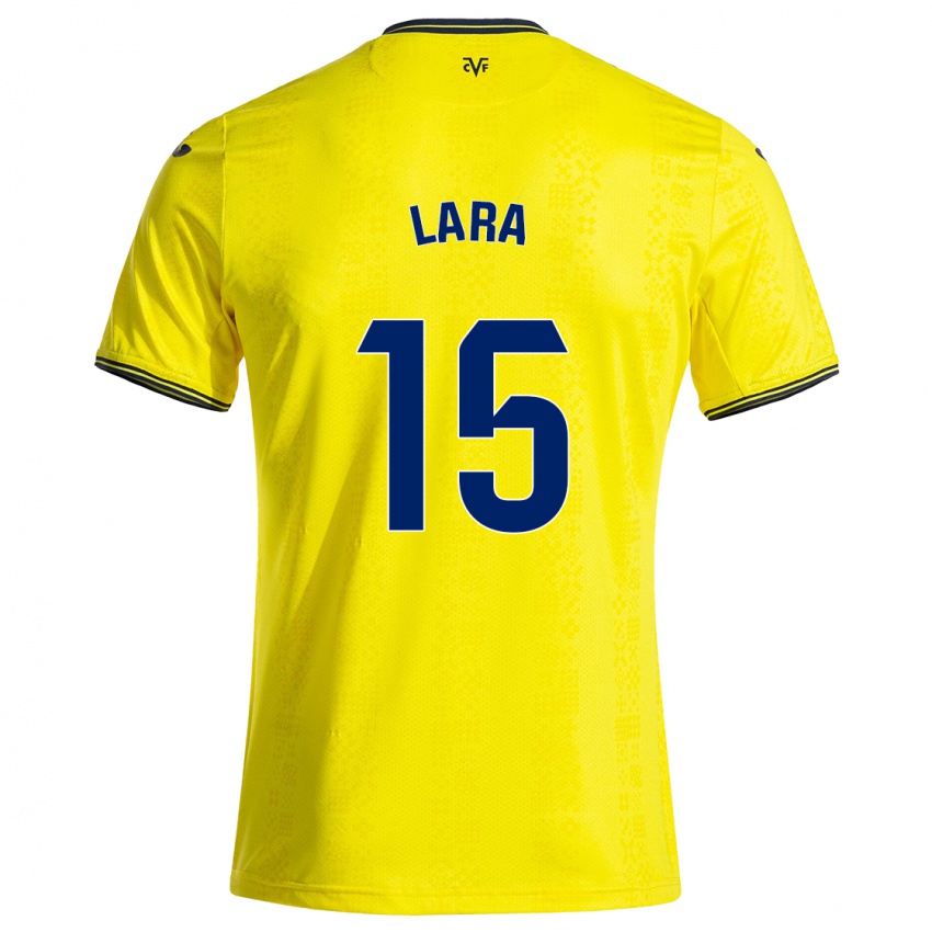 Niño Camiseta Francisca Lara #15 Amarillo Negro 1ª Equipación 2024/25 La Camisa Argentina