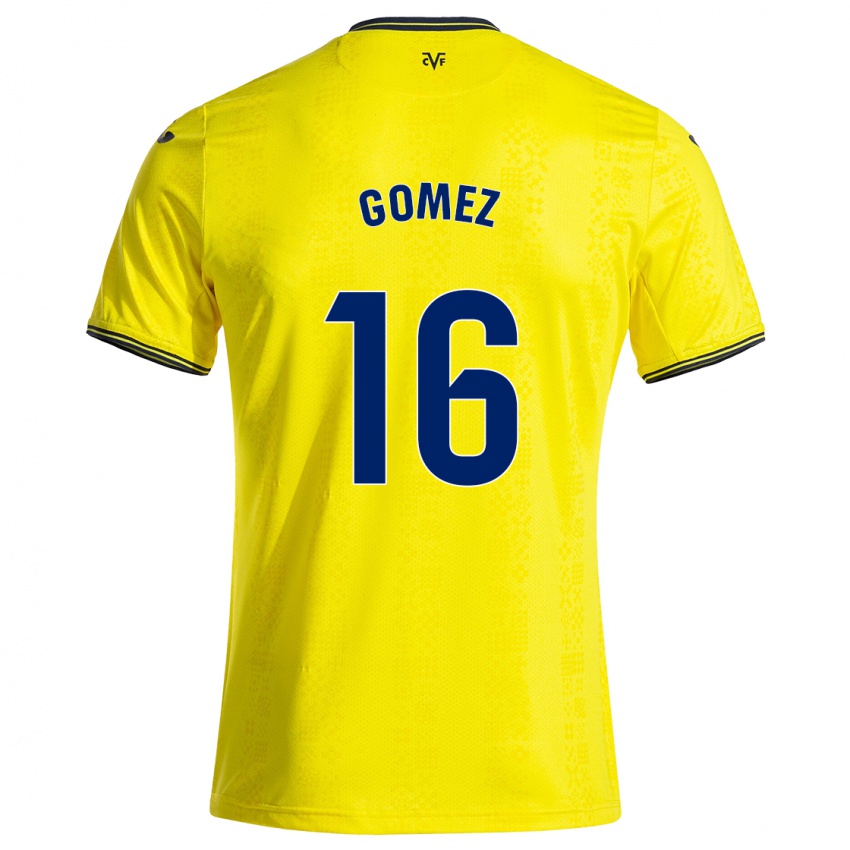 Niño Camiseta Queralt Gómez #16 Amarillo Negro 1ª Equipación 2024/25 La Camisa Argentina