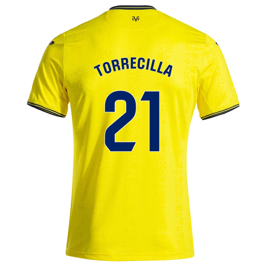 Niño Camiseta Virginia Torrecilla #21 Amarillo Negro 1ª Equipación 2024/25 La Camisa Argentina