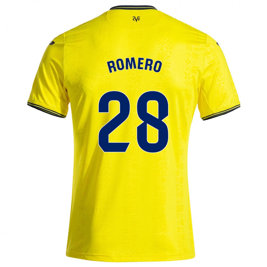 Niño Camiseta María Romero #28 Amarillo Negro 1ª Equipación 2024/25 La Camisa Argentina