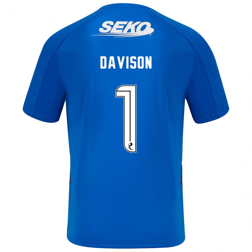 Niño Camiseta Hannah Davison #1 Azul Oscuro 1ª Equipación 2024/25 La Camisa Argentina