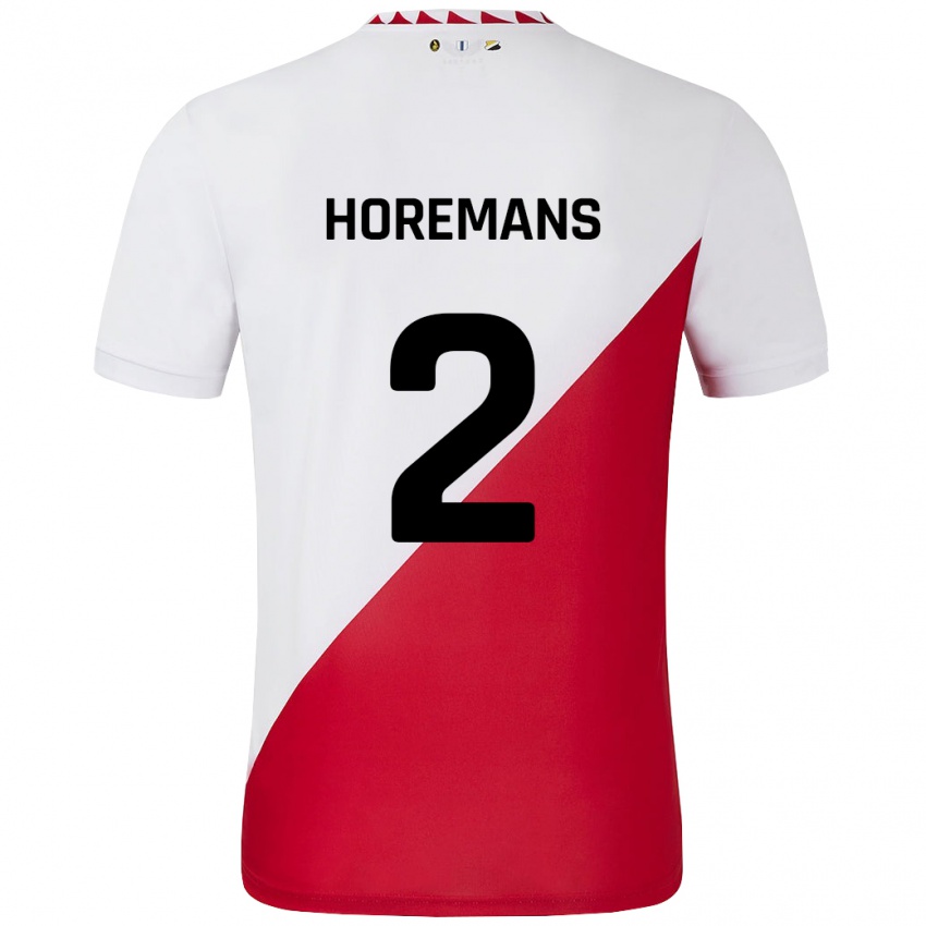 Niño Camiseta Siebe Horemans #2 Blanco Rojo 1ª Equipación 2024/25 La Camisa Argentina