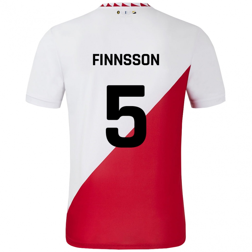 Niño Camiseta Kolbeinn Finnsson #5 Blanco Rojo 1ª Equipación 2024/25 La Camisa Argentina