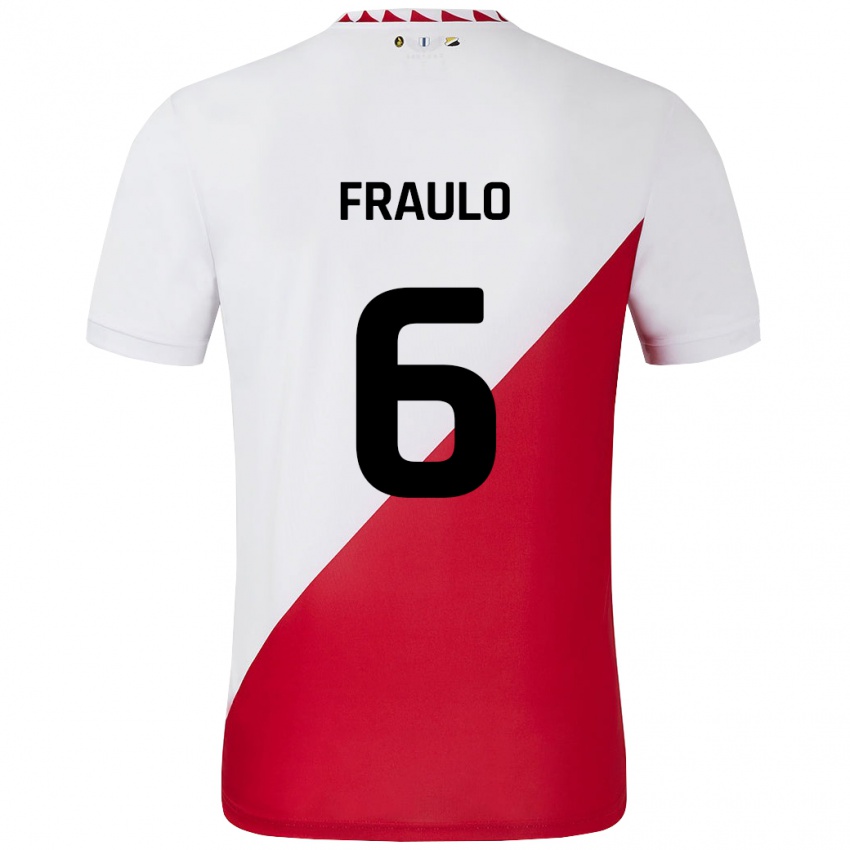 Niño Camiseta Oscar Fraulo #6 Blanco Rojo 1ª Equipación 2024/25 La Camisa Argentina