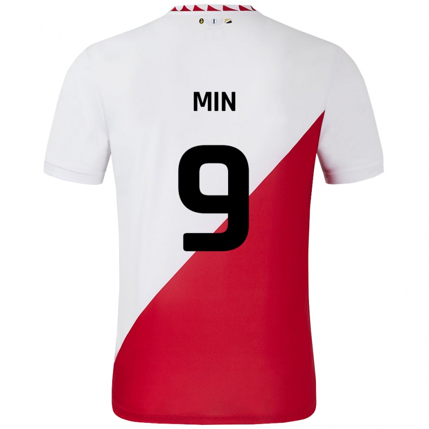 Niño Camiseta David Min #9 Blanco Rojo 1ª Equipación 2024/25 La Camisa Argentina